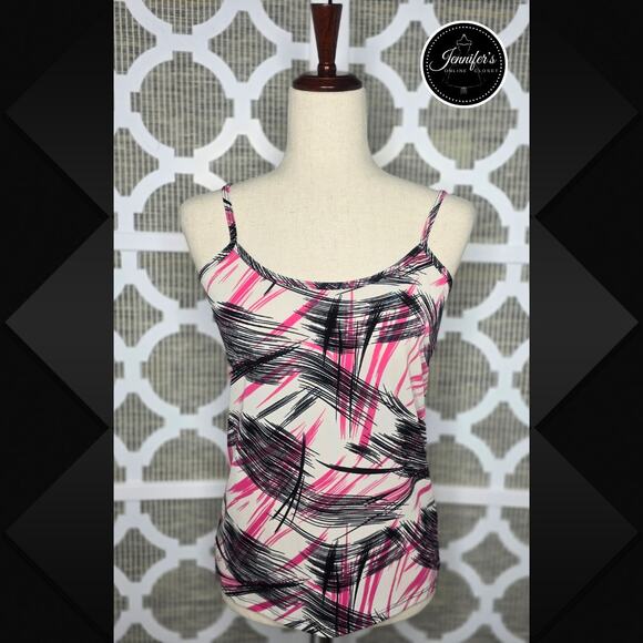 Clear Sky NWT White Pink Black Adjustable Tank Top Size Medium - Picture 1 of 8